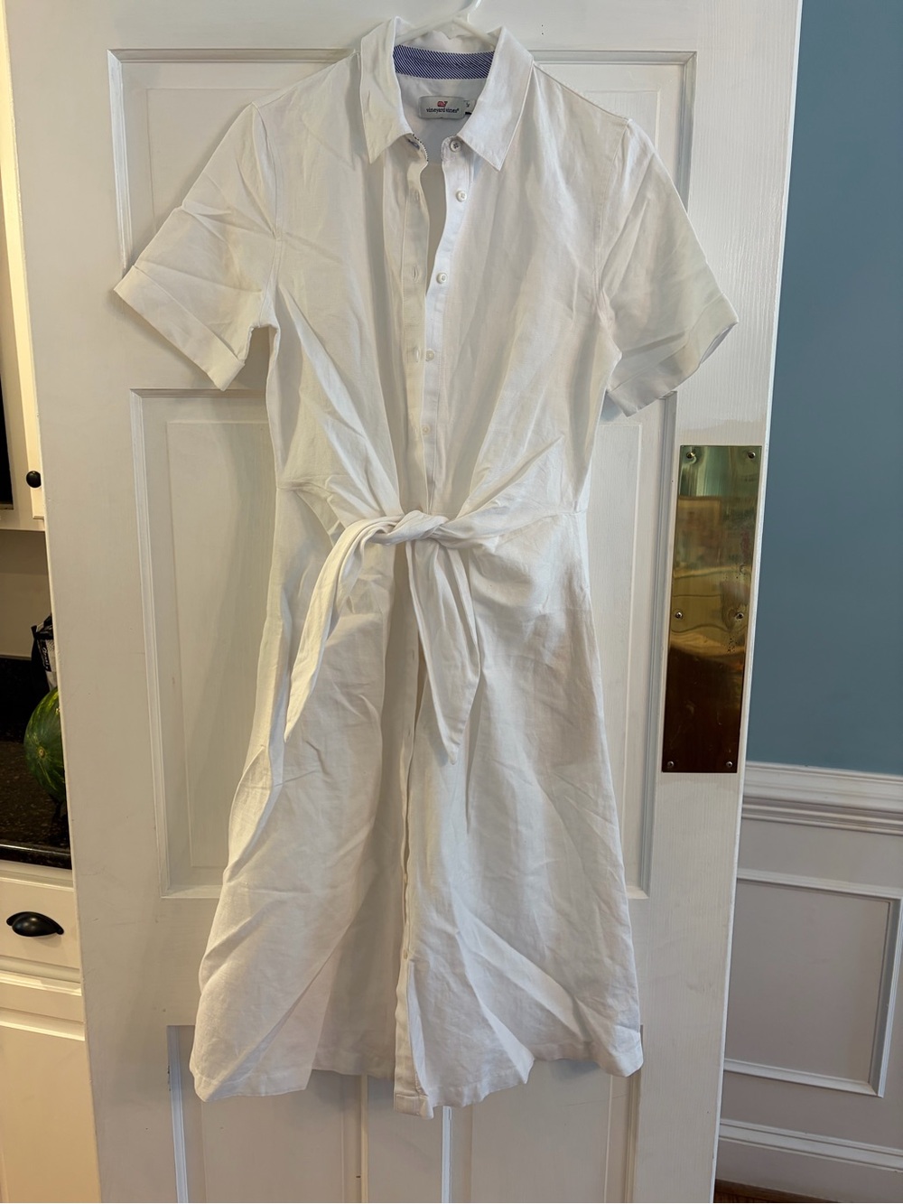 Vineyard Vines White Button-Front Tie-Waist Midi Dress